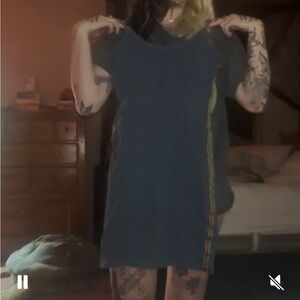 Obey Blue Short Sleeve Mini Dress